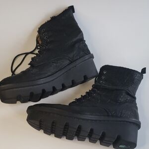 Fluevog ATV Defender Black Platform Lace-Up Women's Moto Festival Boots